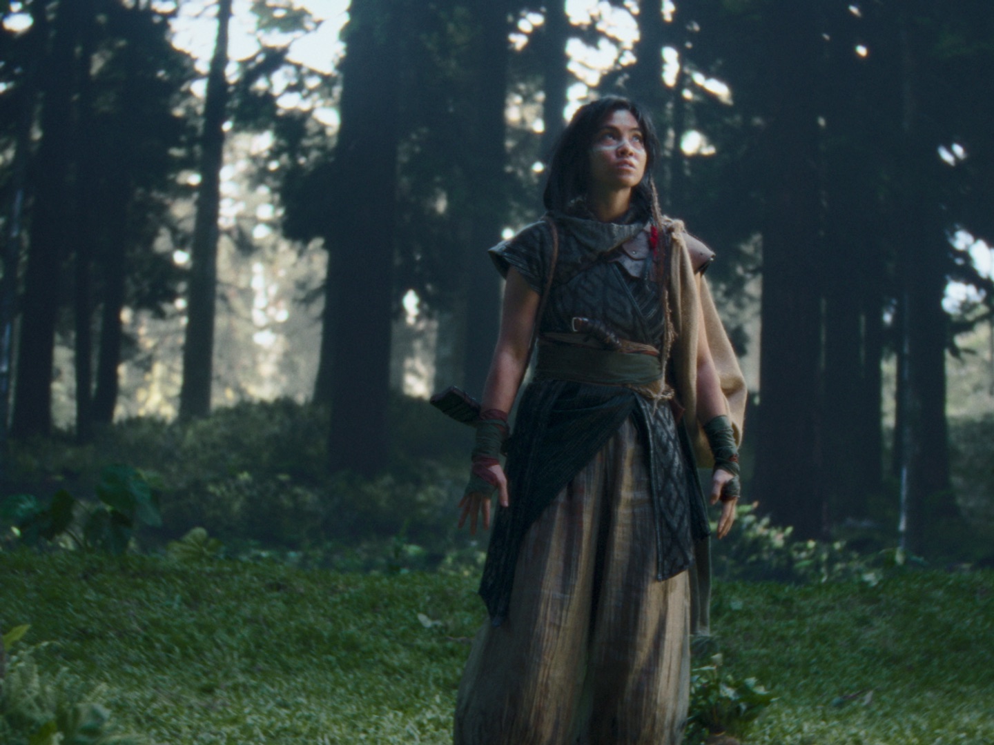 The Old World — warrior in period costume in forest environment